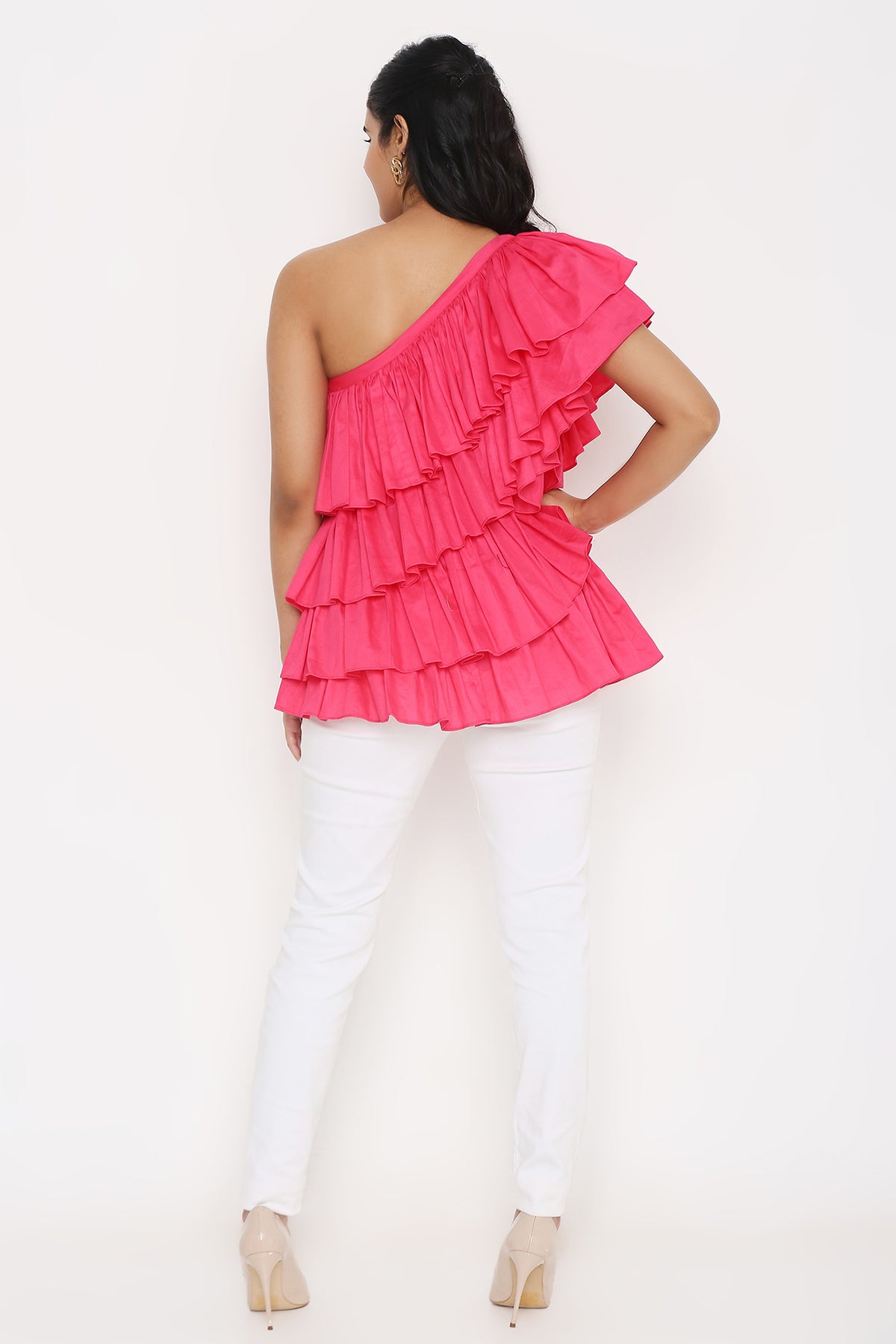 Fuschia Pink Ruffle Top