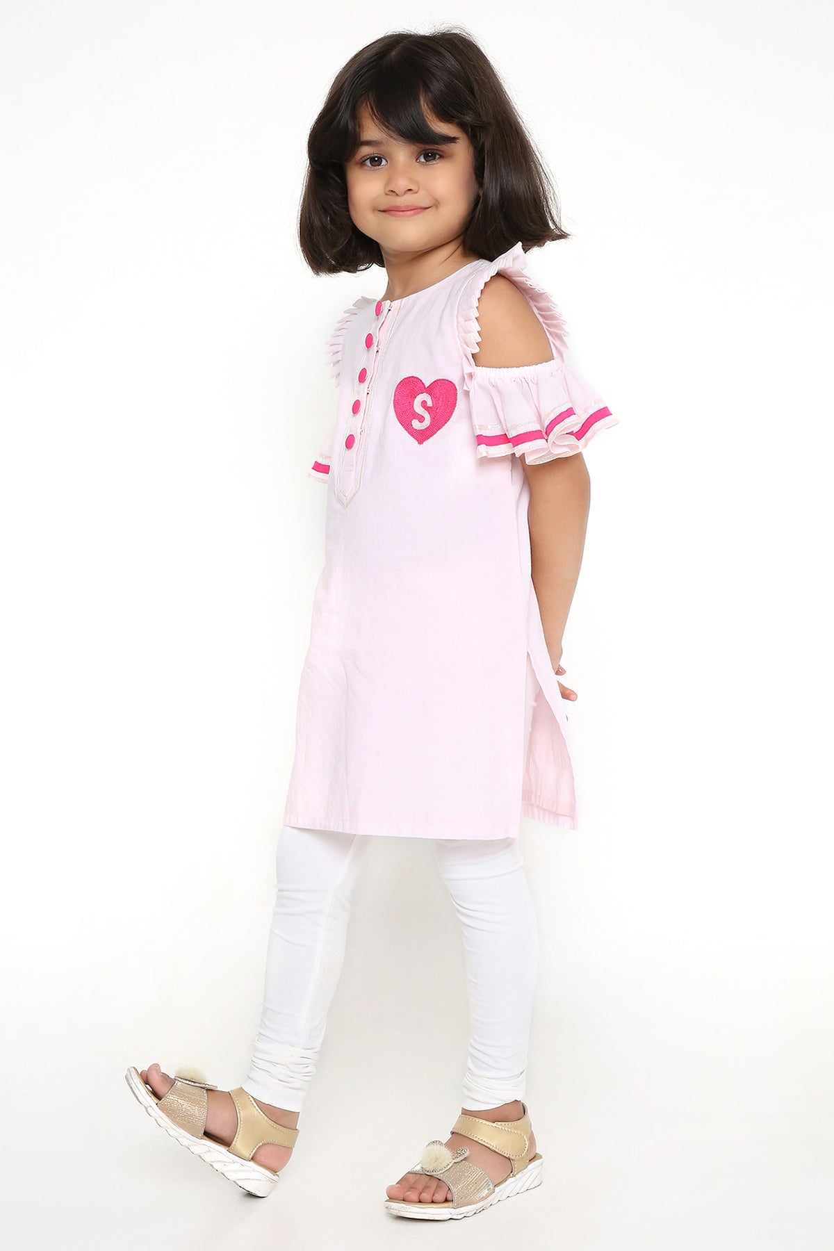 Pink Heart Patch Kurti