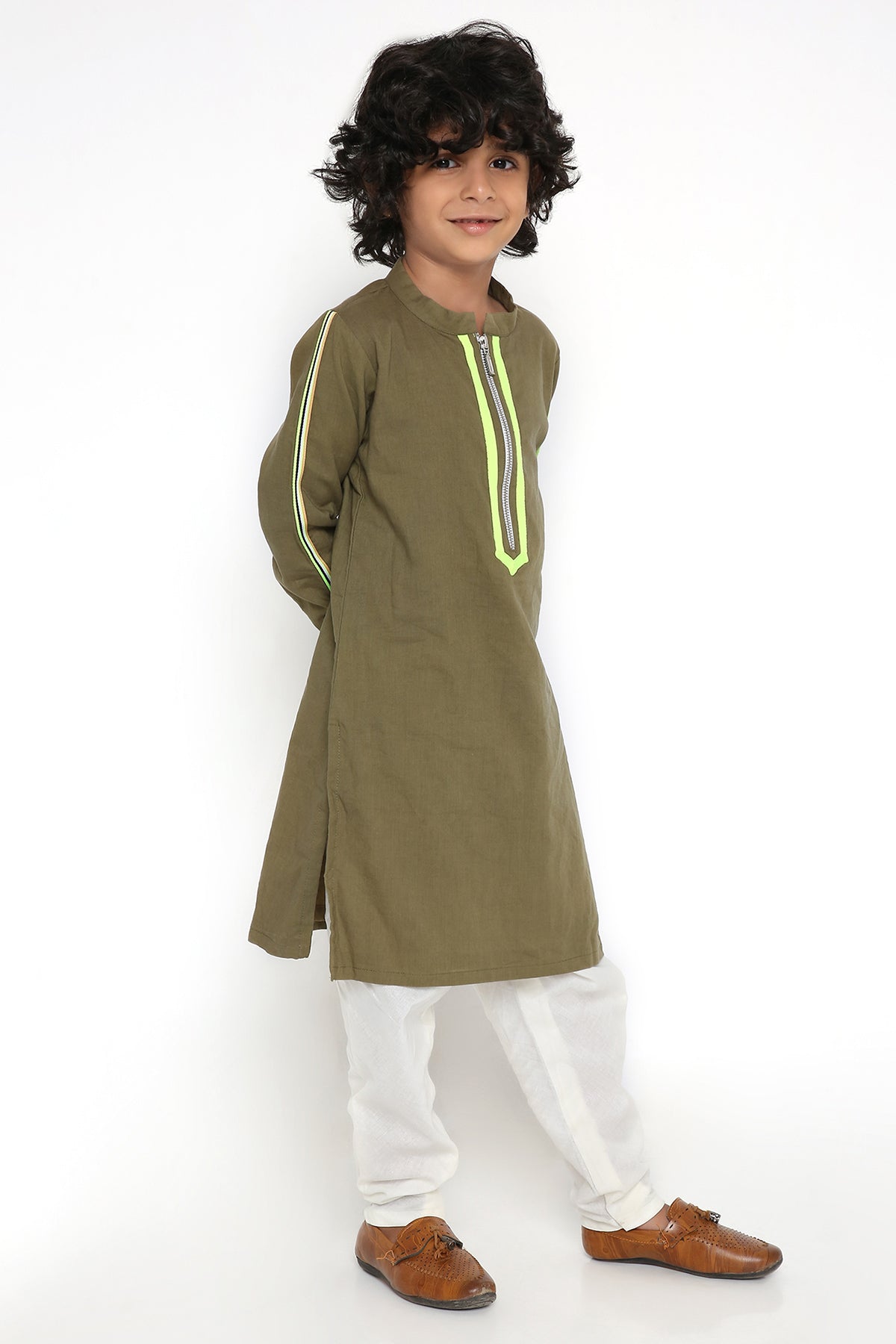 Military Neon Kurta Set