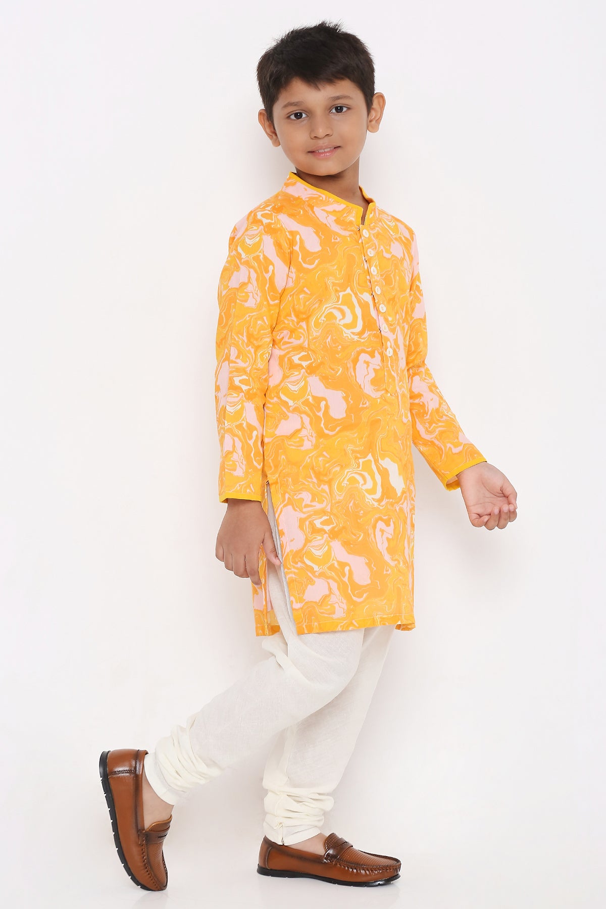 Saffron Swirl Kurta Set