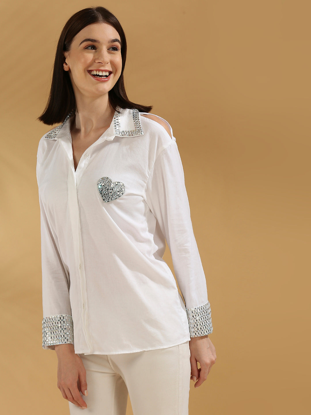 Cloud white crystal shirt