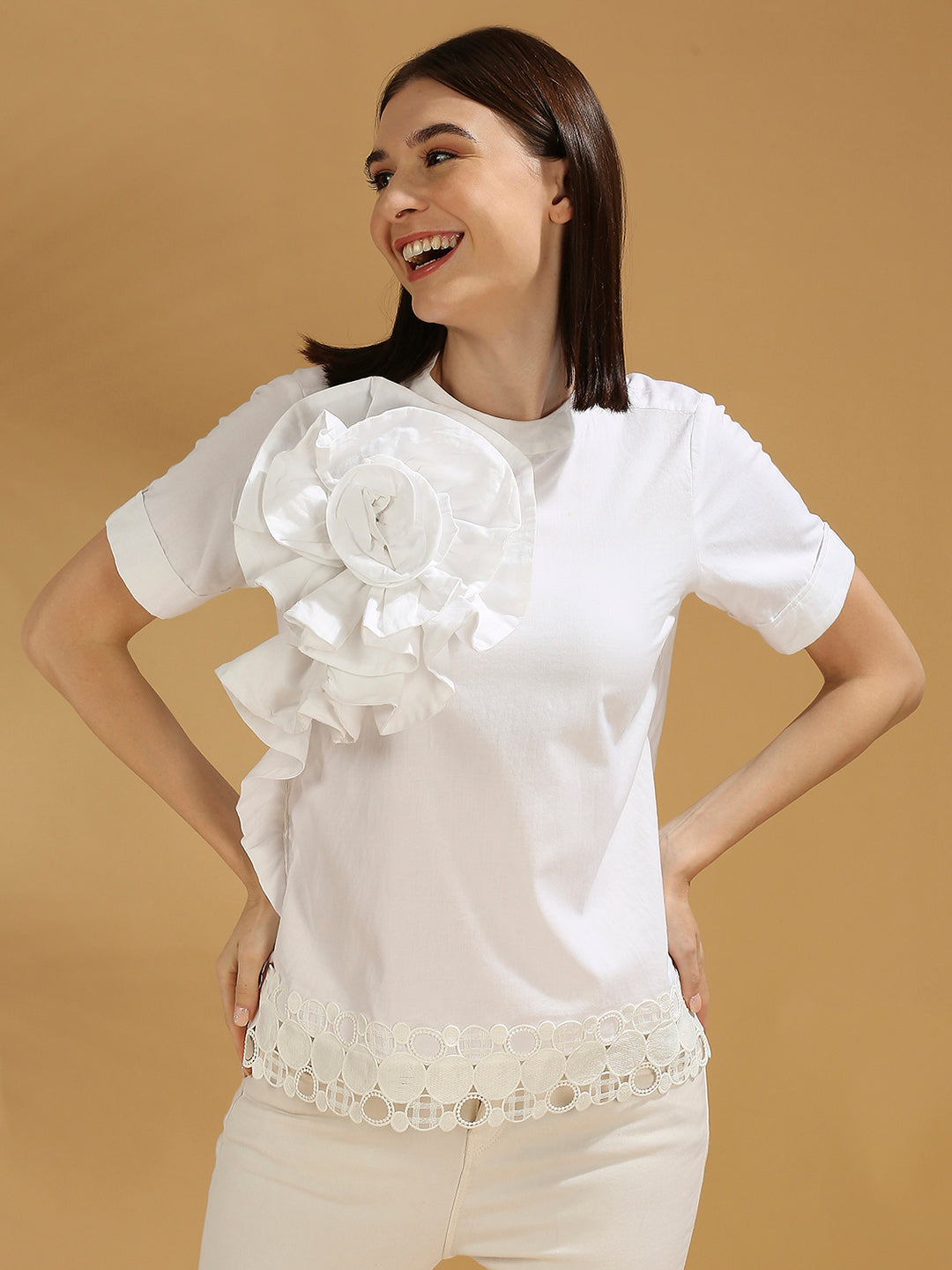 Cloud white ruffle top