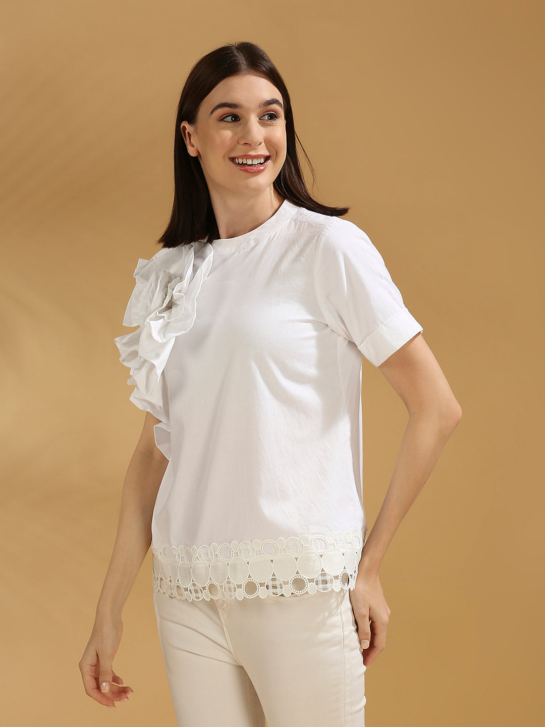 Cloud white ruffle top