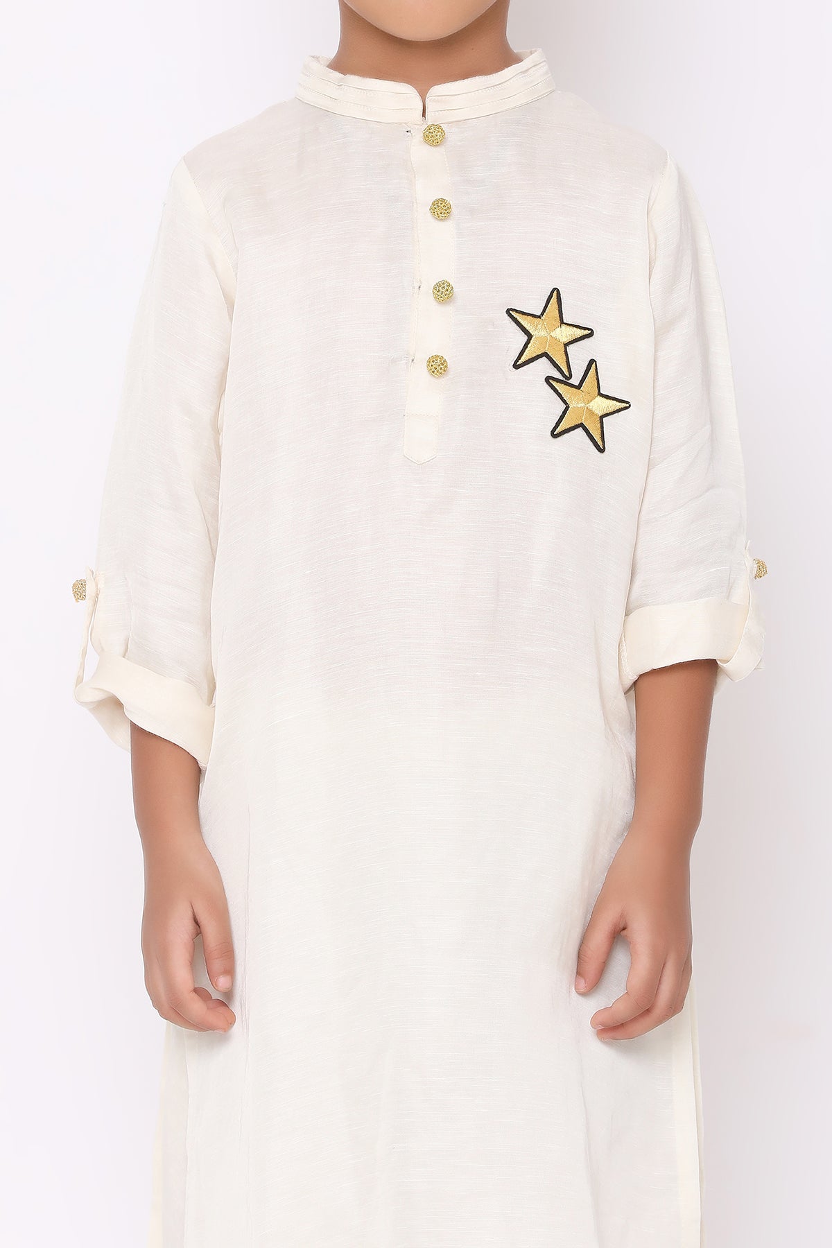 Off White Star Patch Kurta Set