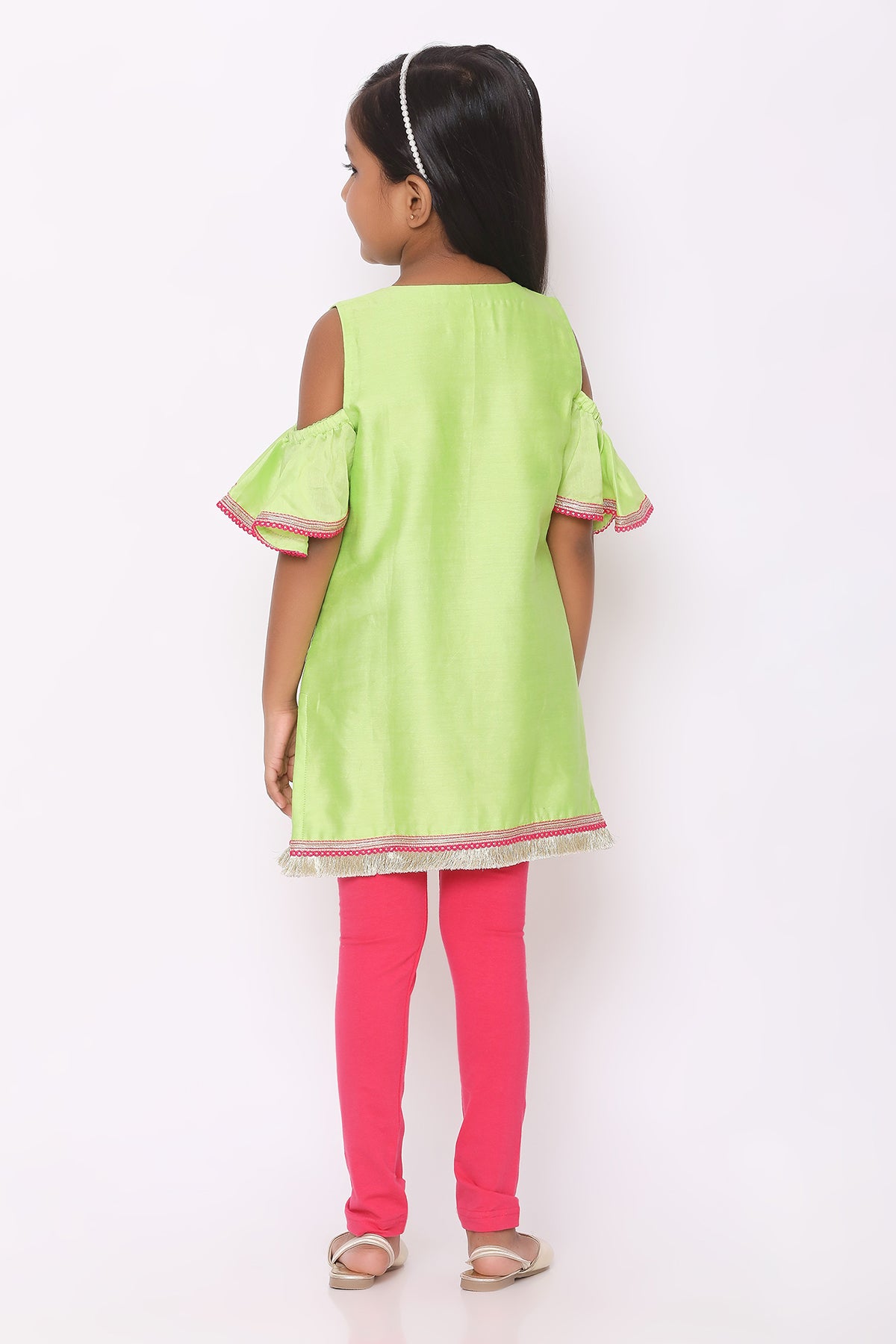 Green Cold Shoulder Kurta Set