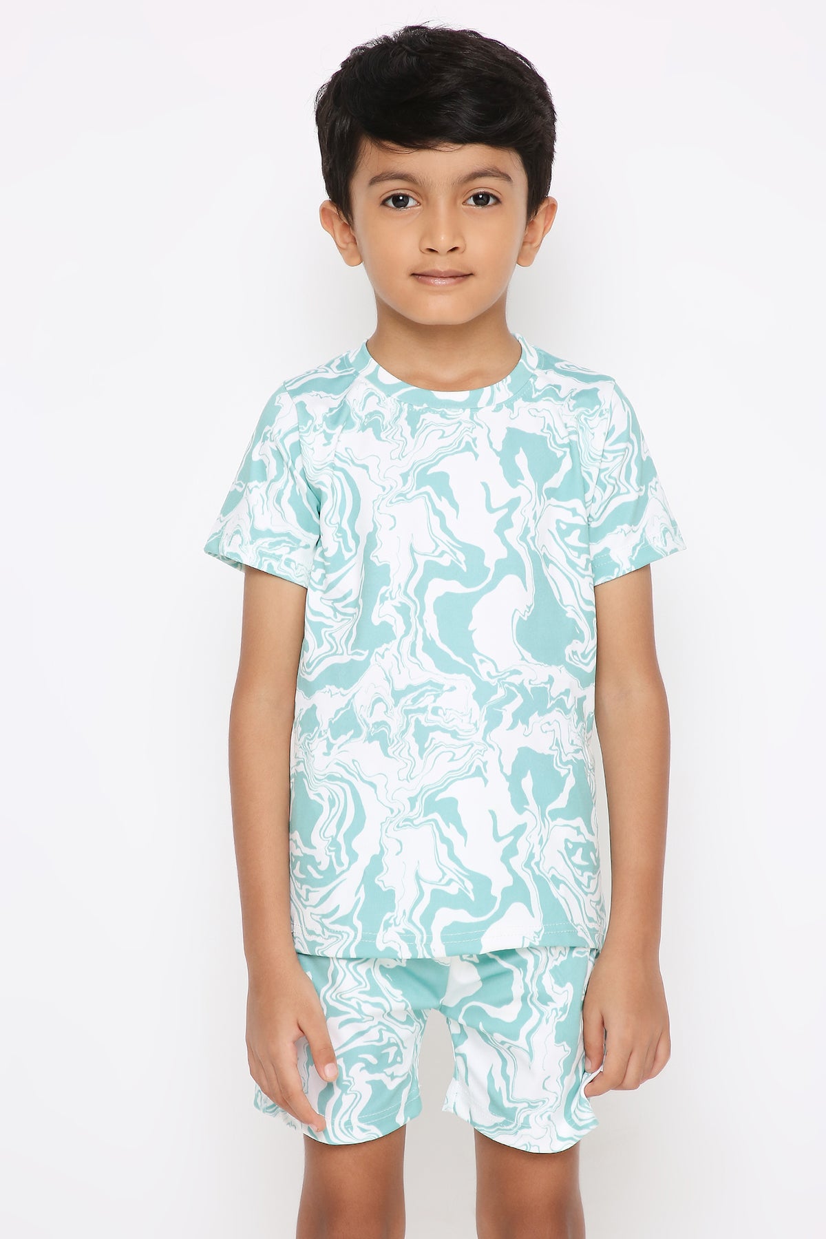 Aqua Blue Swirl T-shirt Cord-set