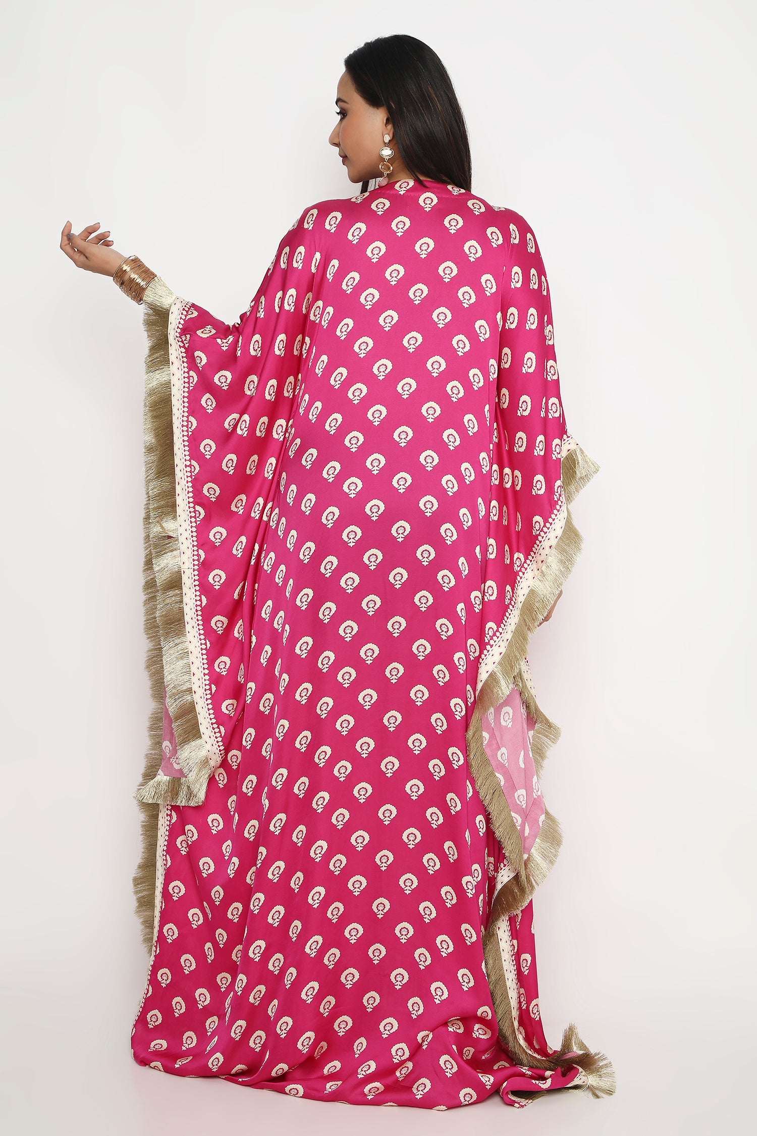 Pink barfi print kaftan.