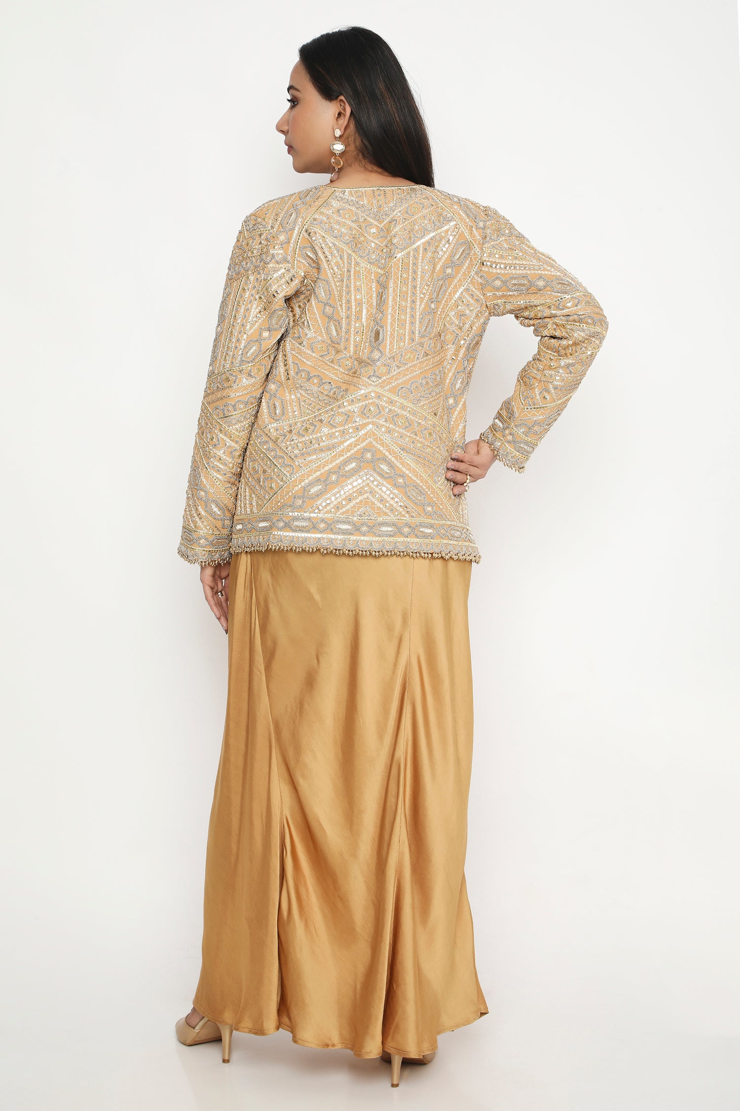 GOLD BEAD EMBROIDERED JACKET SET