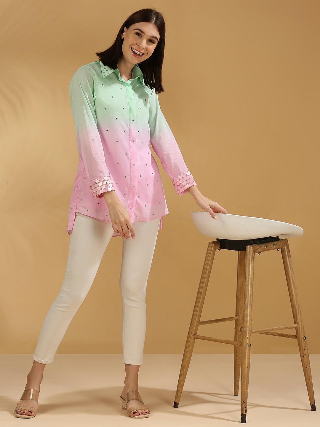 Ombre crystal shirt