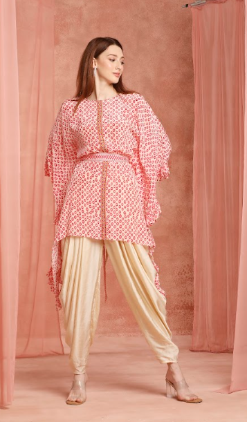 Pink Polka Ruffle Kurta Set