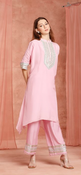 Candy Pink asymmetrical kurtaset