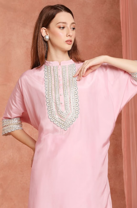 Candy Pink asymmetrical kurtaset