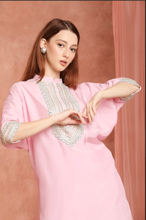 Candy Pink asymmetrical kurtaset