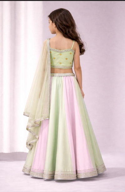 Pista & pink colourblock lehengaset