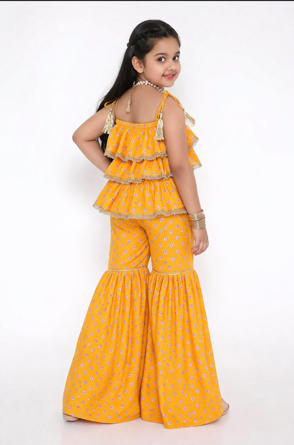 Saffron mela print shararaset.
