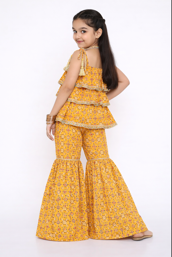 Saffron killa print shararaset.
