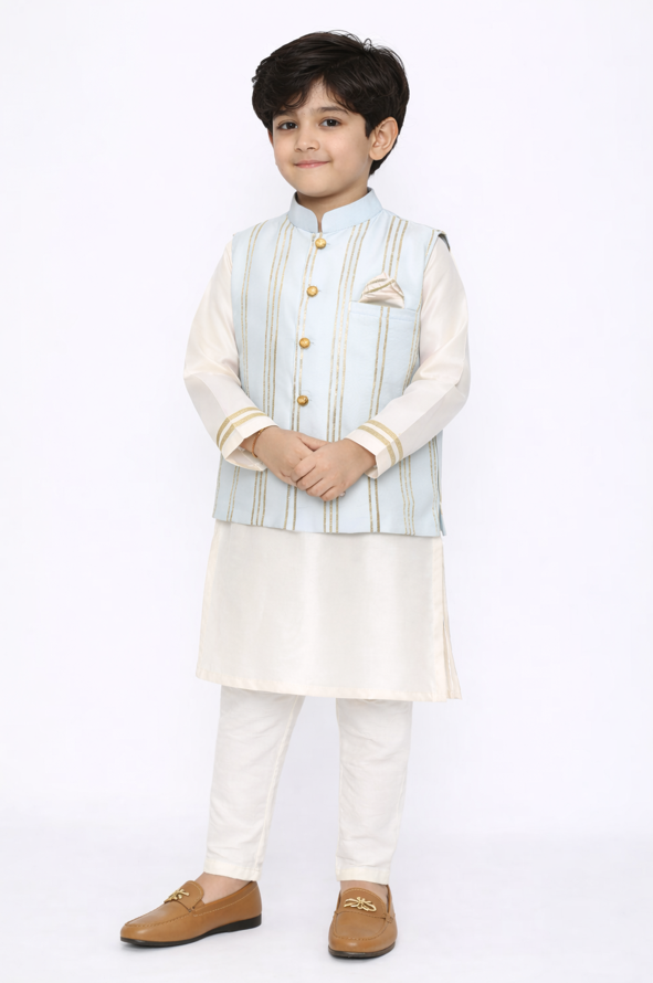 ICE BLUE STRIPE BUNDI.