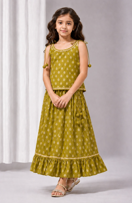 Mehendi bUTI tieup lehengaset.
