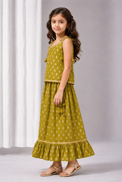 Mehendi bUTI tieup lehengaset.