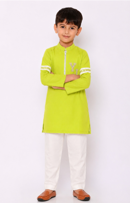 LIME NEON ZIPPER KURTASET