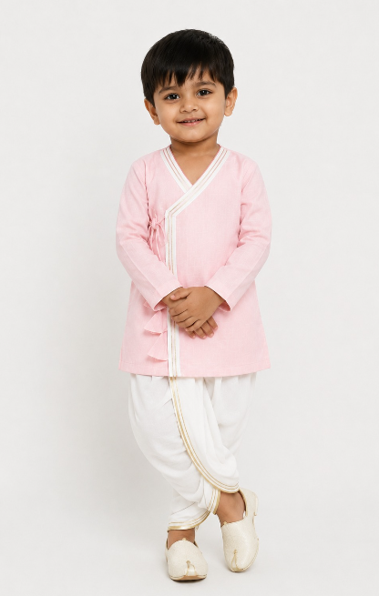 Baby pink achkan set