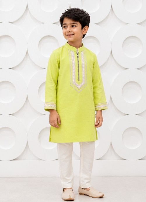 LIME NEON ZIPPER KURTASET