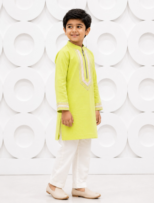LIME NEON ZIPPER KURTASET