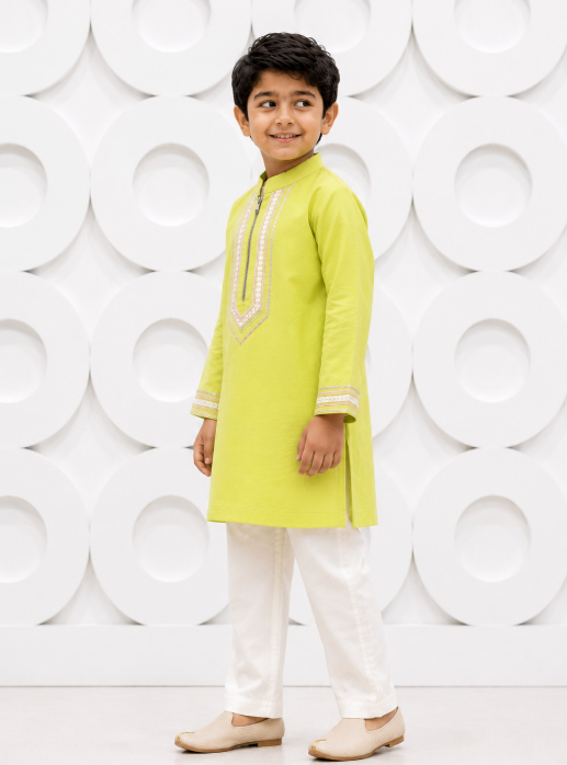 LIME NEON ZIPPER KURTASET