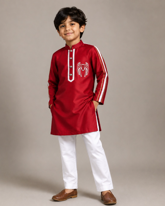 MAROON SPIDERMAN KURTA