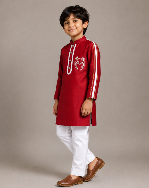 MAROON SPIDERMAN KURTA