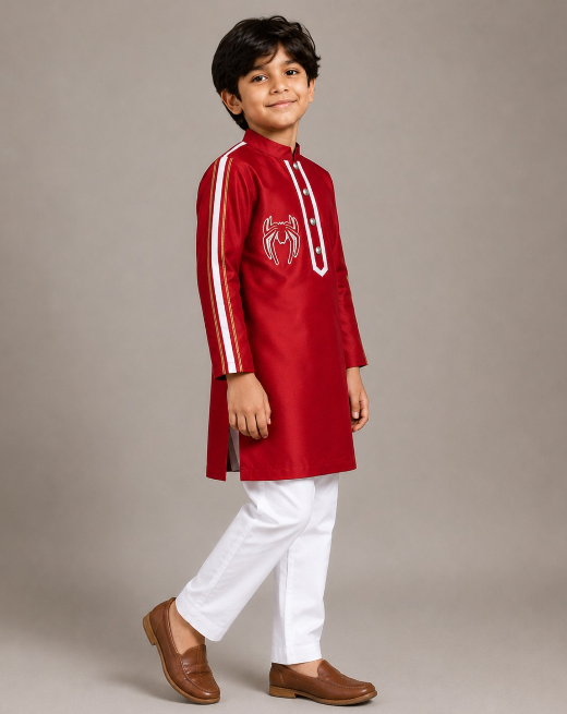 MAROON SPIDERMAN KURTA