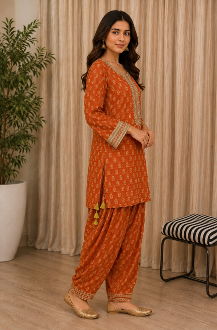 BURNT ORANGE BUTTIEE CO-ORDSET