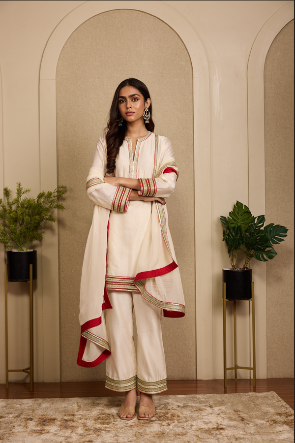 BEIGE MULTICOLOUR ANGO KURTASET