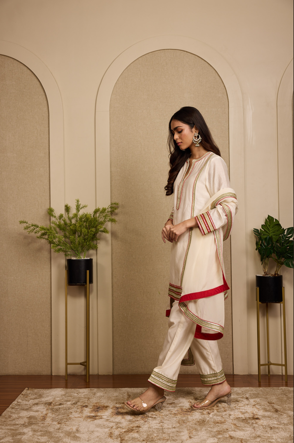 BEIGE MULTICOLOUR ANGO KURTASET