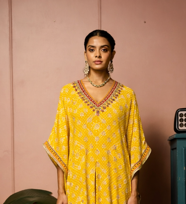 HALDI BANDHEJ FRONT SLIT KAFATNSET