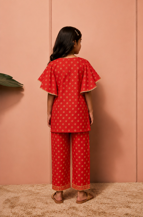 Red mela flutter co-ordset