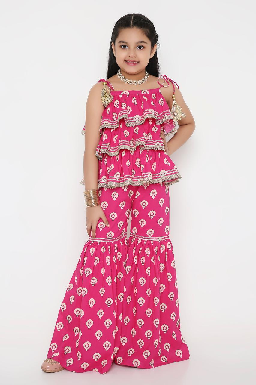 Pink barfi print shararaset.