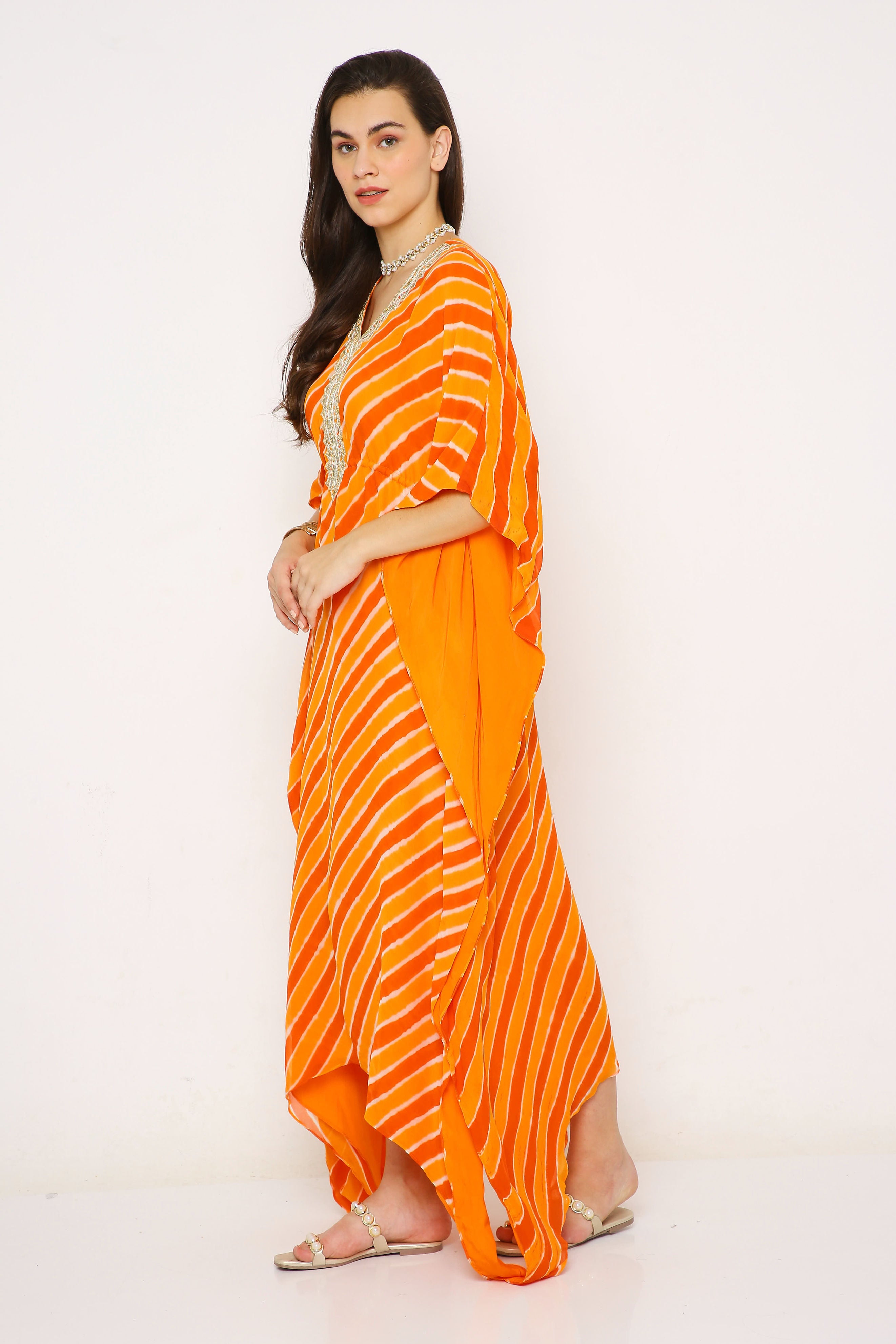 Saffron leheriya kaftan