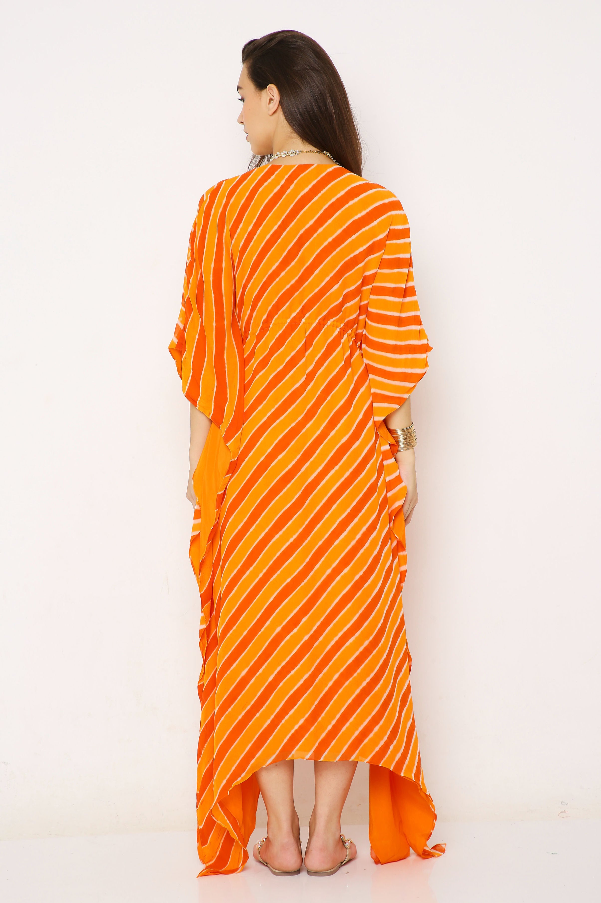 Saffron leheriya kaftan