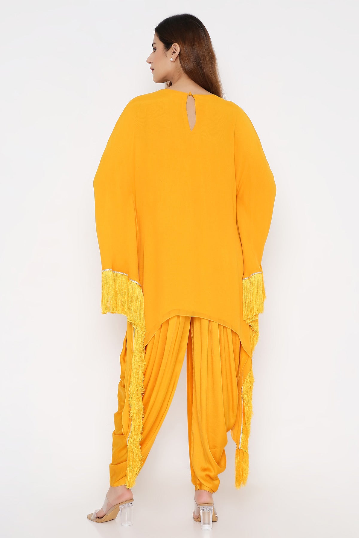 Saffron Fringe Kaftan Set