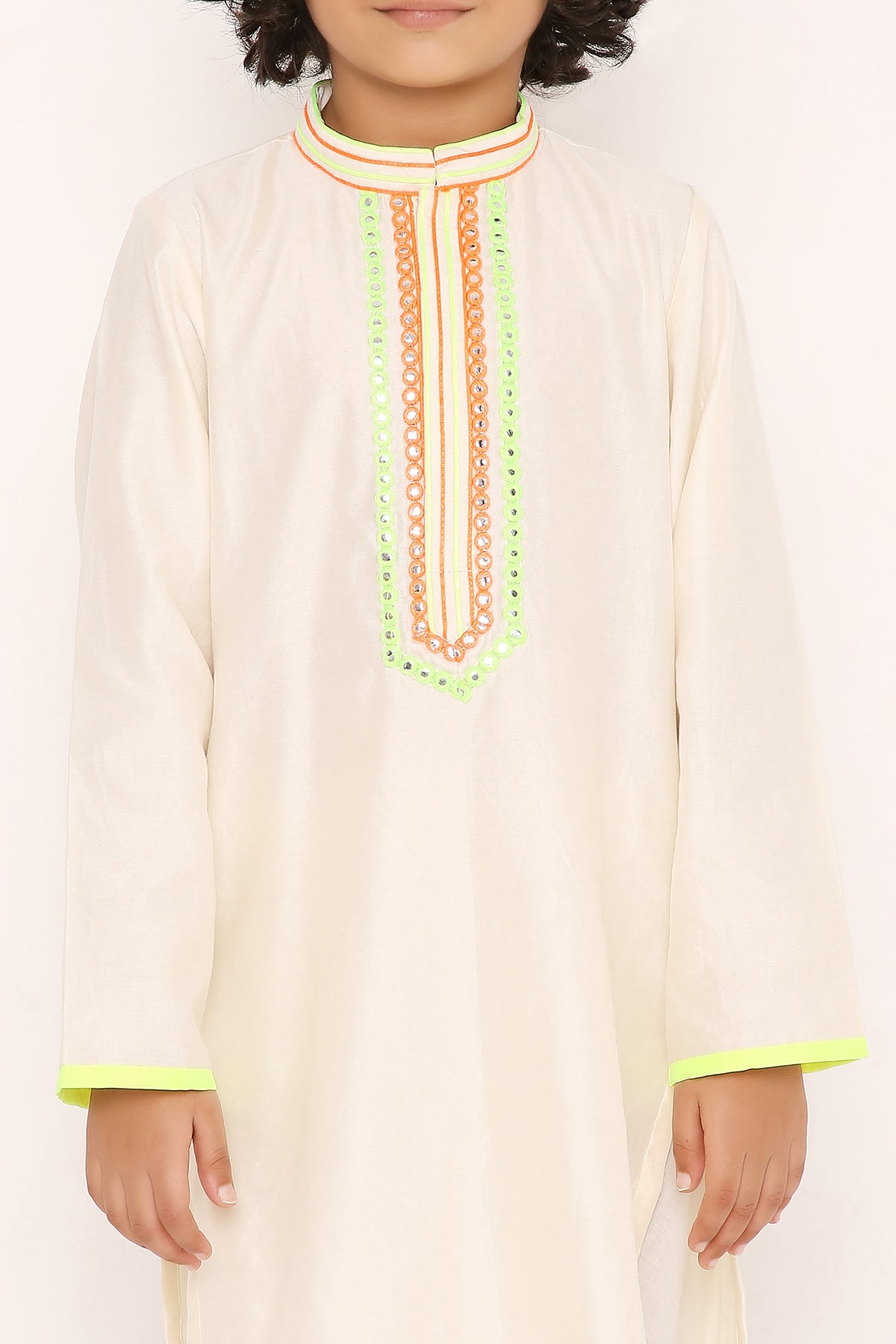 Off White Neon Mirror Kurta Set