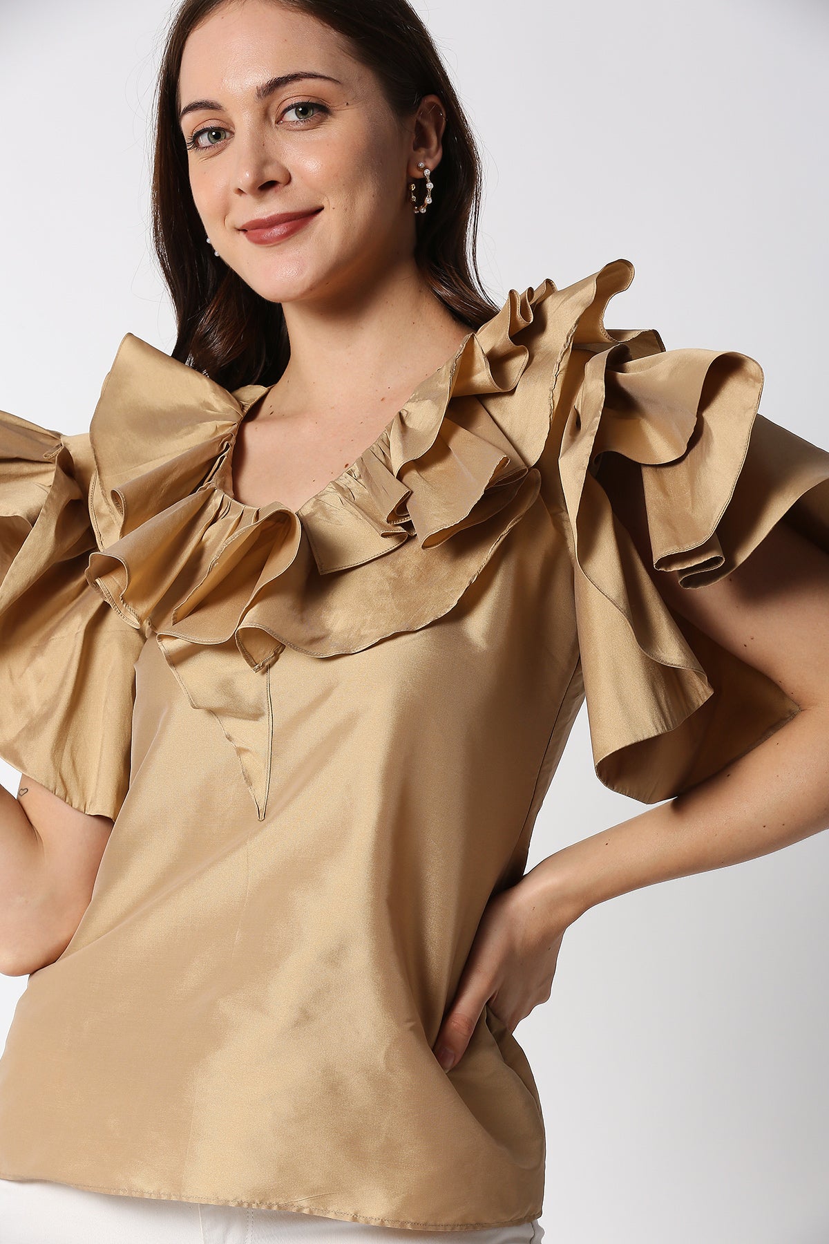 Beige Ruffle top