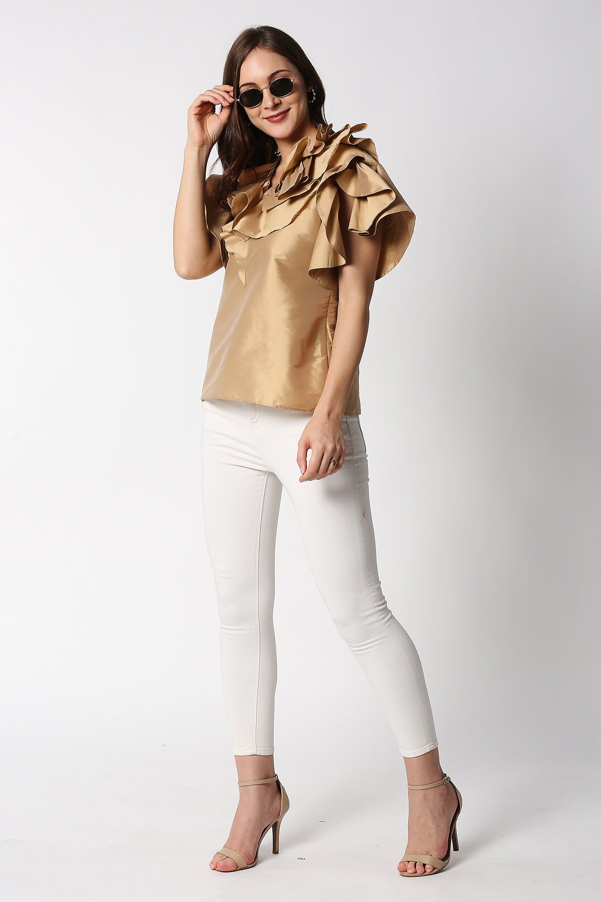 Beige Ruffle top