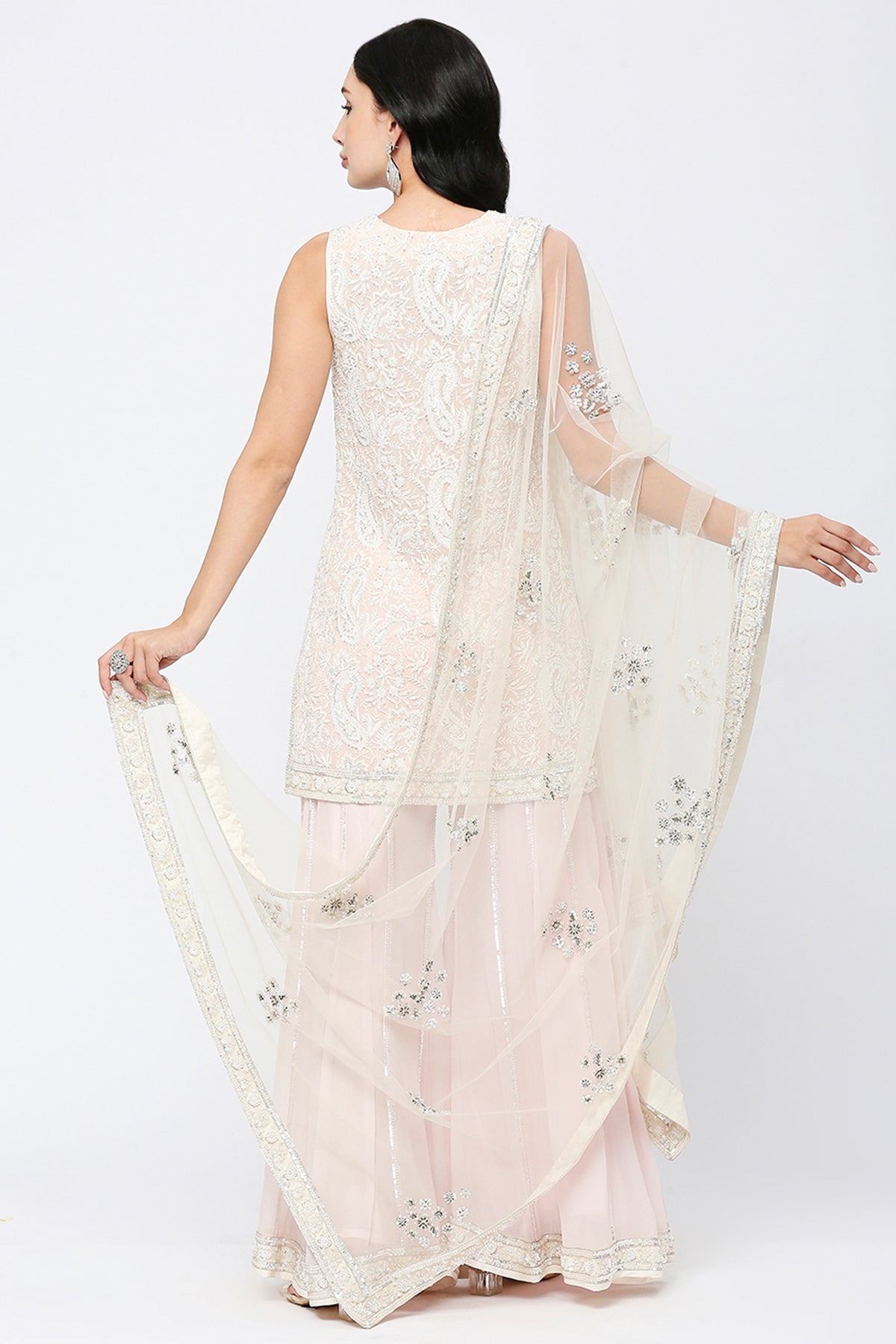 Sheer Pink Lucknowi Kurta Set