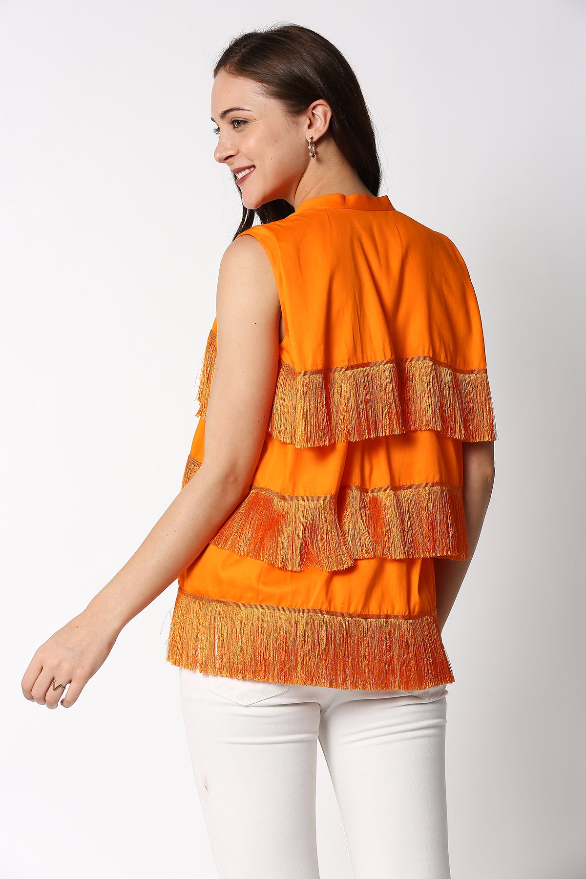 Orange Fringe Top