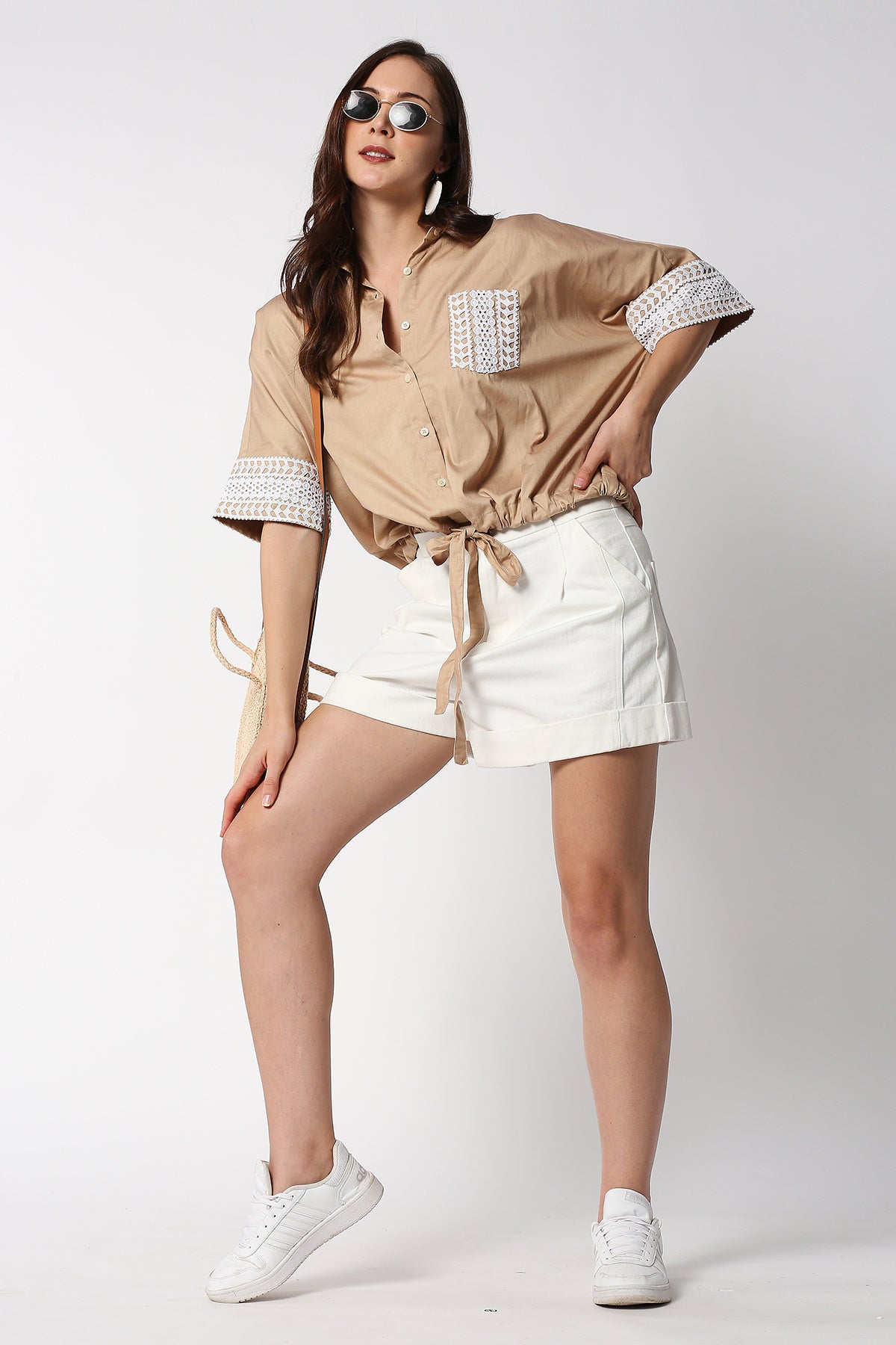 Beige Tie-up Shirt